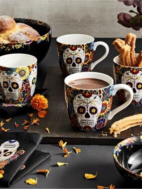 Williams Sonoma Day of the Dead Porcelain Mug.